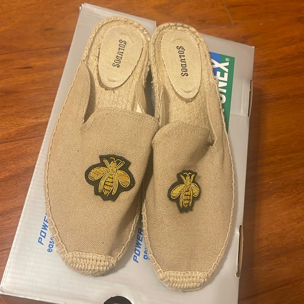 Soludos Beaded Bee Espadrille Mules Size 8.5